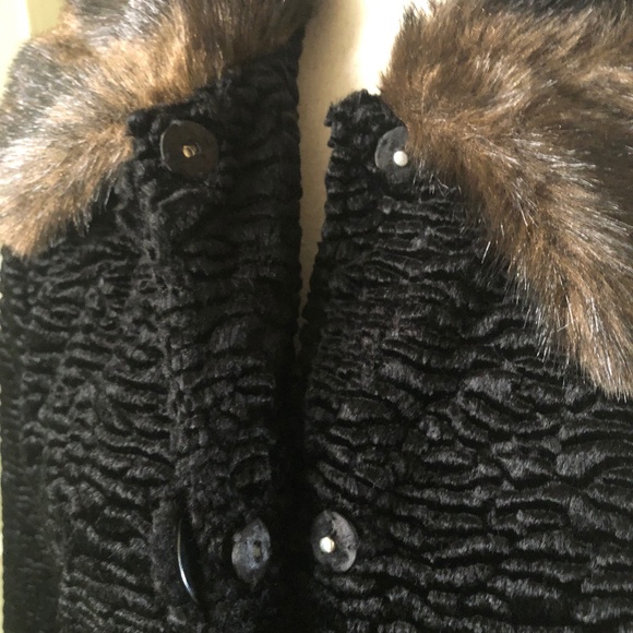 Faux Fur Collar Acetate Velour Evening Coat - Picture 3 of 12